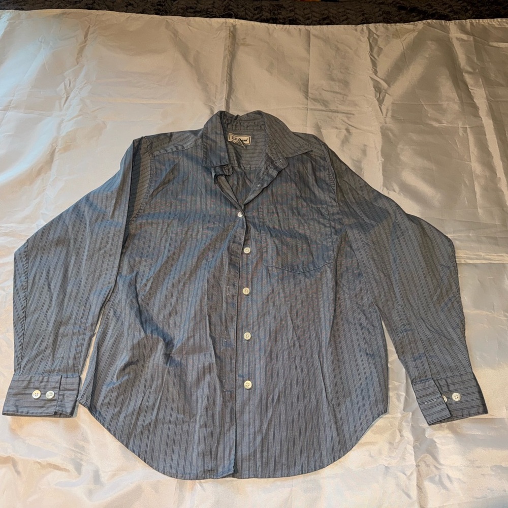 L.L. Bean Blue Striped Women's Button Down Shirt
